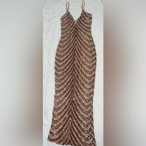 Oh Polly Gold and Black Maxi Dress